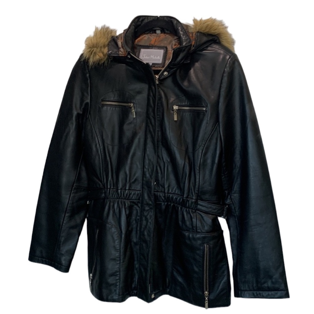 Juliet Michelle leather parka jacket size L matrix